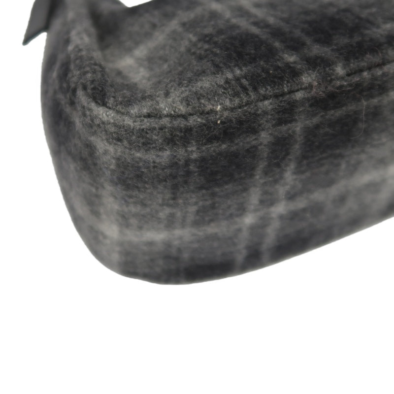 FERRAGAMO Handbag Check Gray Wool Tweed Shoulder Bag