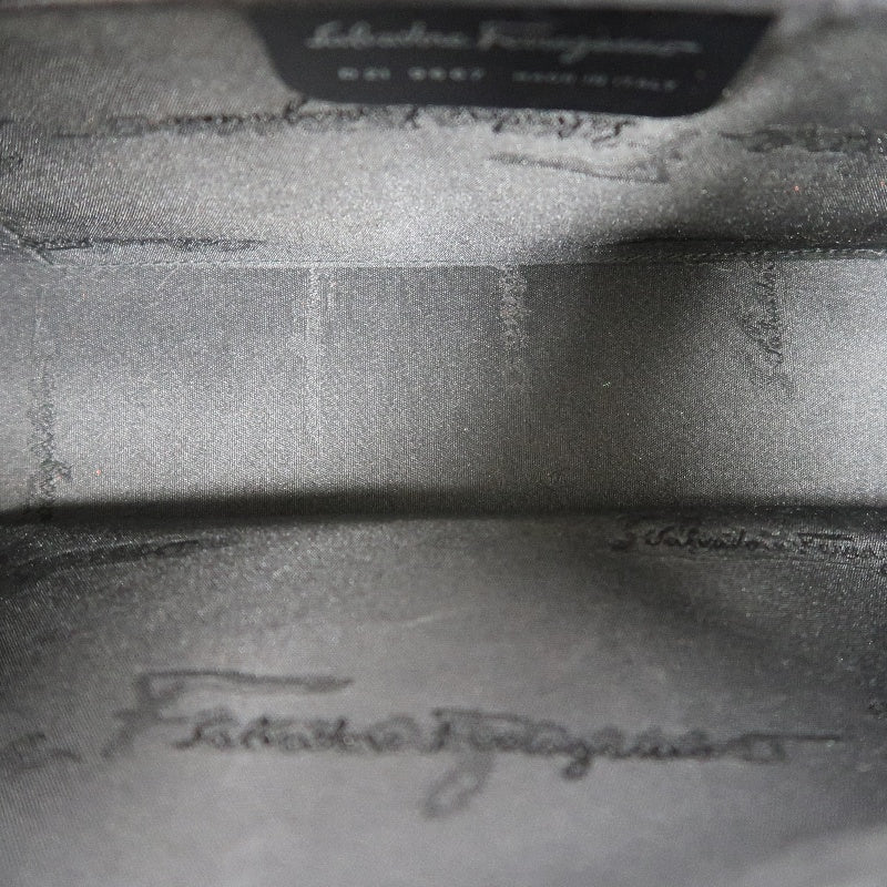 FERRAGAMO Handbag Check Gray Wool Tweed Shoulder Bag