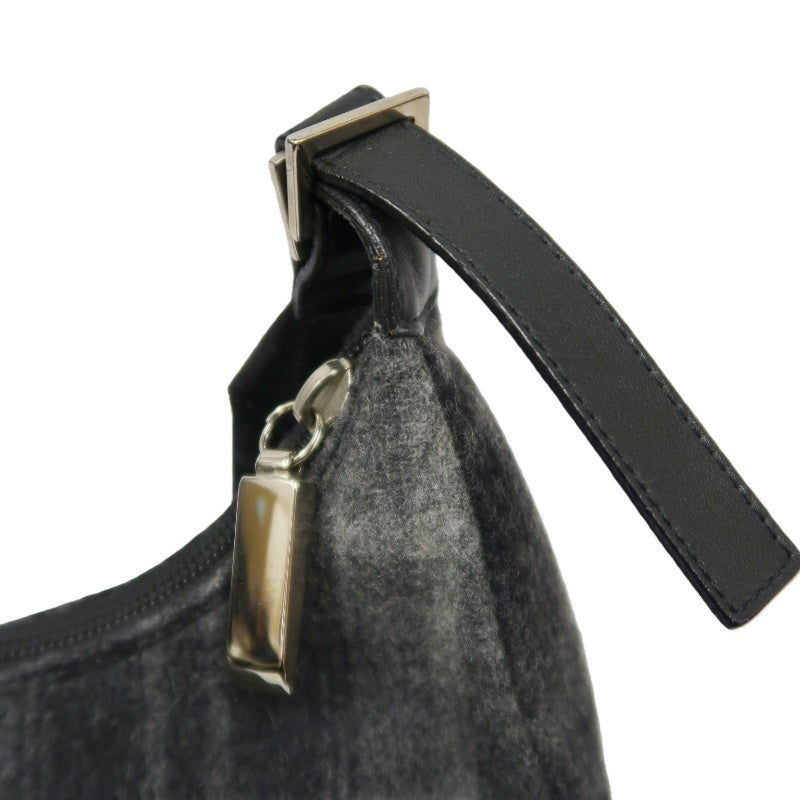 FERRAGAMO Handbag Check Gray Wool Tweed Shoulder Bag