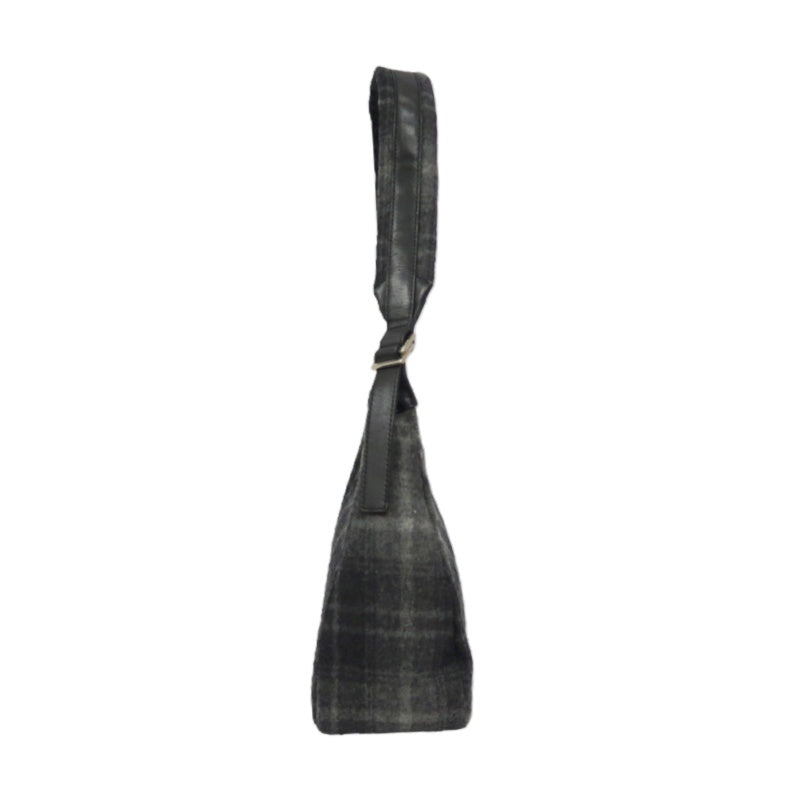 FERRAGAMO Handbag Check Gray Wool Tweed Shoulder Bag