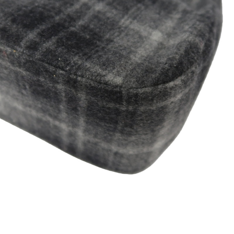 FERRAGAMO Handbag Check Gray Wool Tweed Shoulder Bag