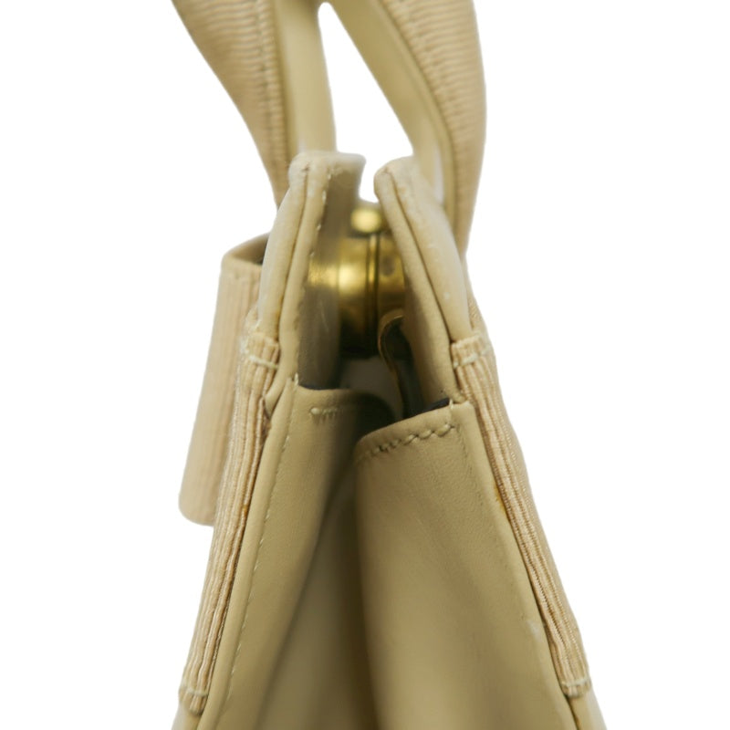Ferragamo ribbon handbag, beige, silver hardware, with dust bag, milk tea color PVC, bow tote bag