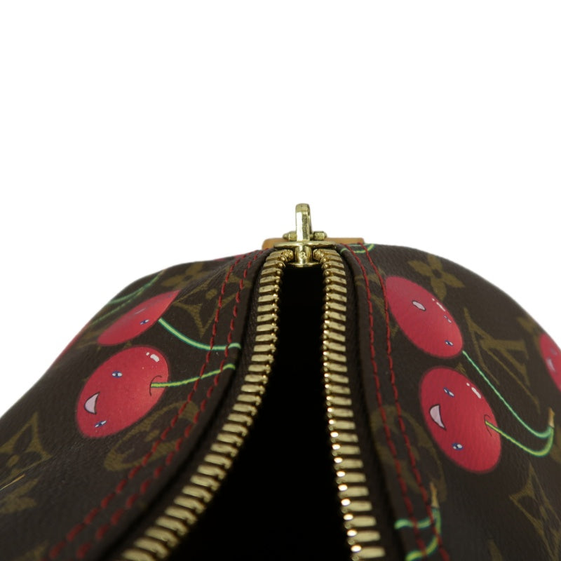 Louis Vuitton (LV) Monogram Cherry Keepall 45, Brown PVC, Limited Edition, Includes Name Tag, Luggage Strap & Boarding Pass Holder