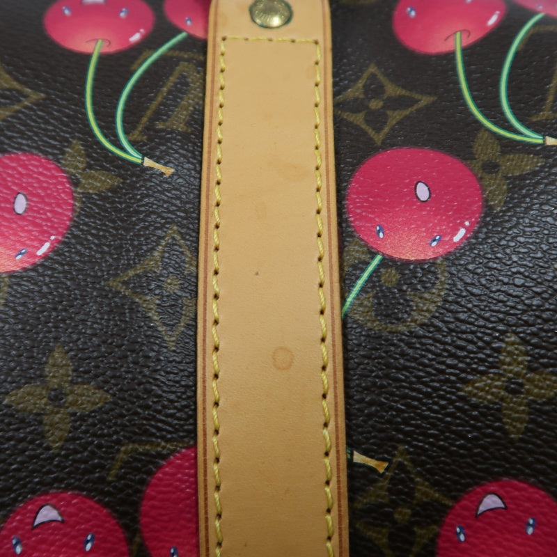 Louis Vuitton (LV) Monogram Cherry Keepall 45, Brown PVC, Limited Edition, Includes Name Tag, Luggage Strap & Boarding Pass Holder