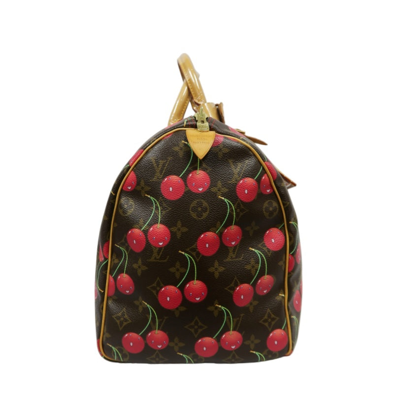 Louis Vuitton (LV) Monogram Cherry Keepall 45, Brown PVC, Limited Edition, Includes Name Tag, Luggage Strap & Boarding Pass Holder