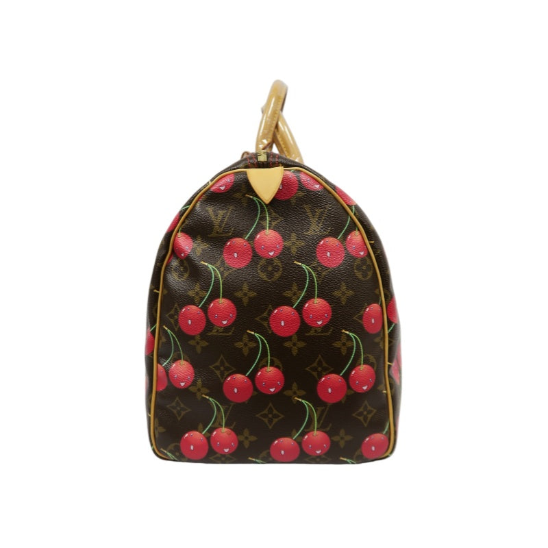 Louis Vuitton (LV) Monogram Cherry Keepall 45, Brown PVC, Limited Edition, Includes Name Tag, Luggage Strap & Boarding Pass Holder