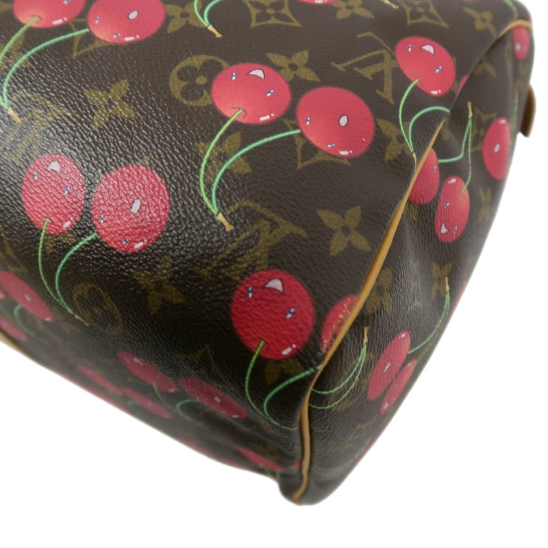 Louis Vuitton (LV) Monogram Cherry Keepall 45, Brown PVC, Limited Edition, Includes Name Tag, Luggage Strap & Boarding Pass Holder