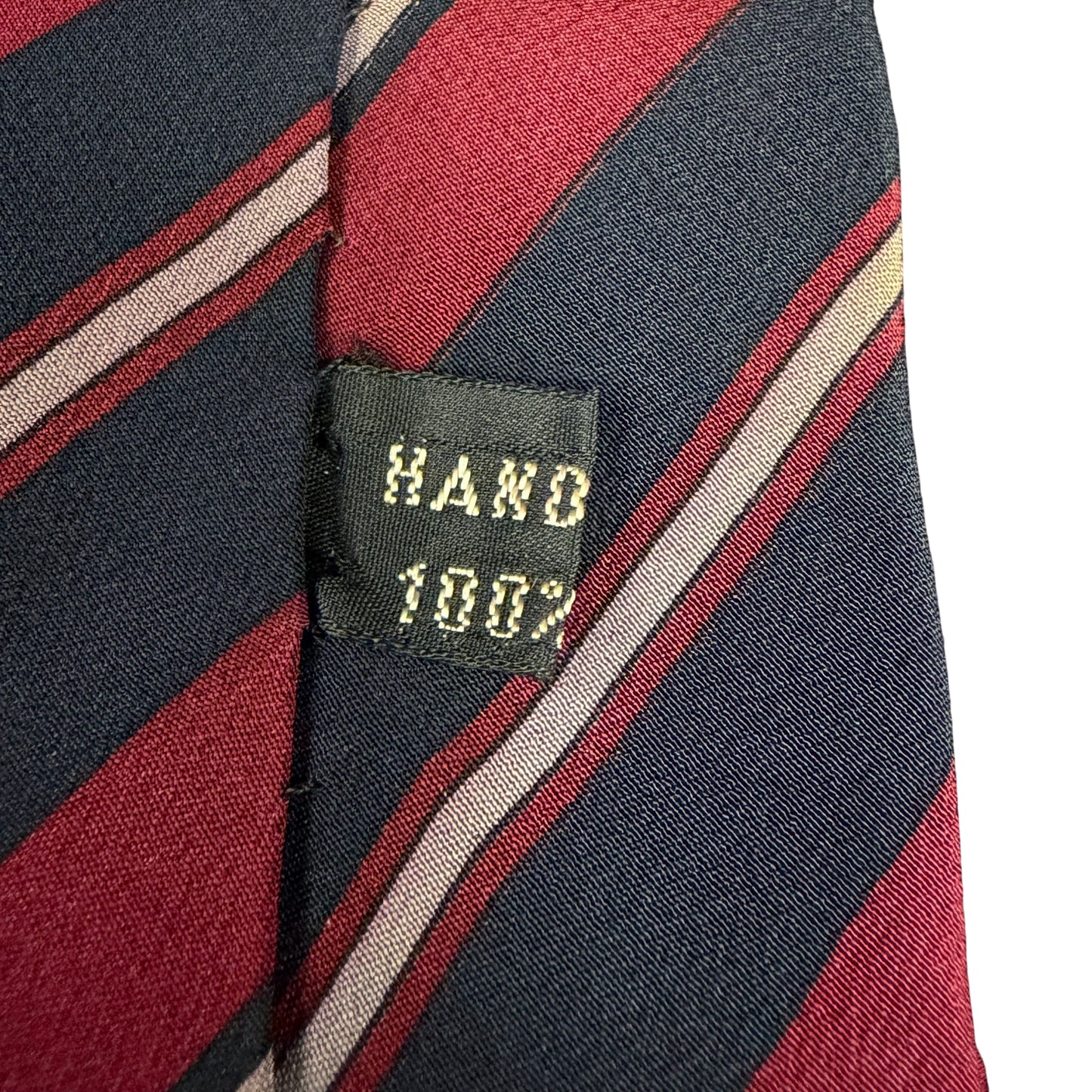 CELINE Striped Silk Tie Navy Burgundy