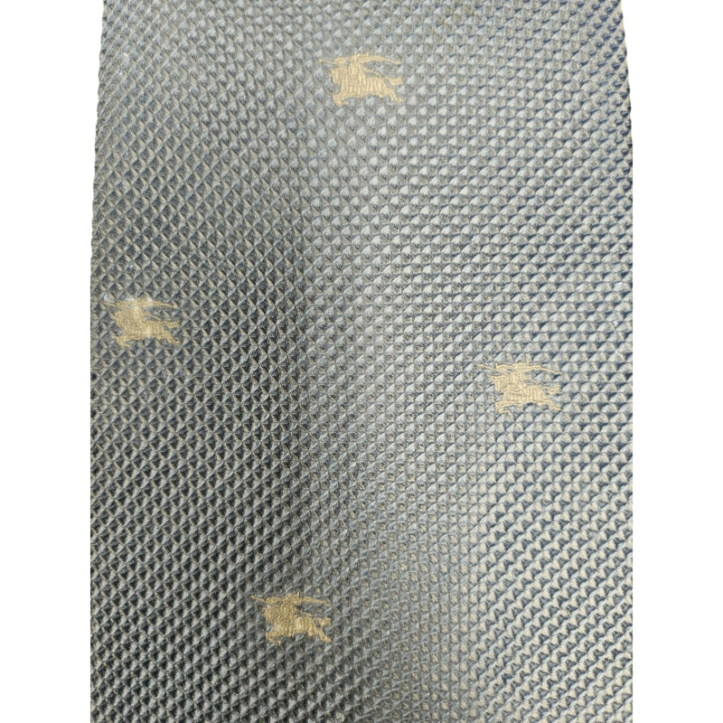 BURBERRY Equestrian Knight Logo Silk Tie Light Blue