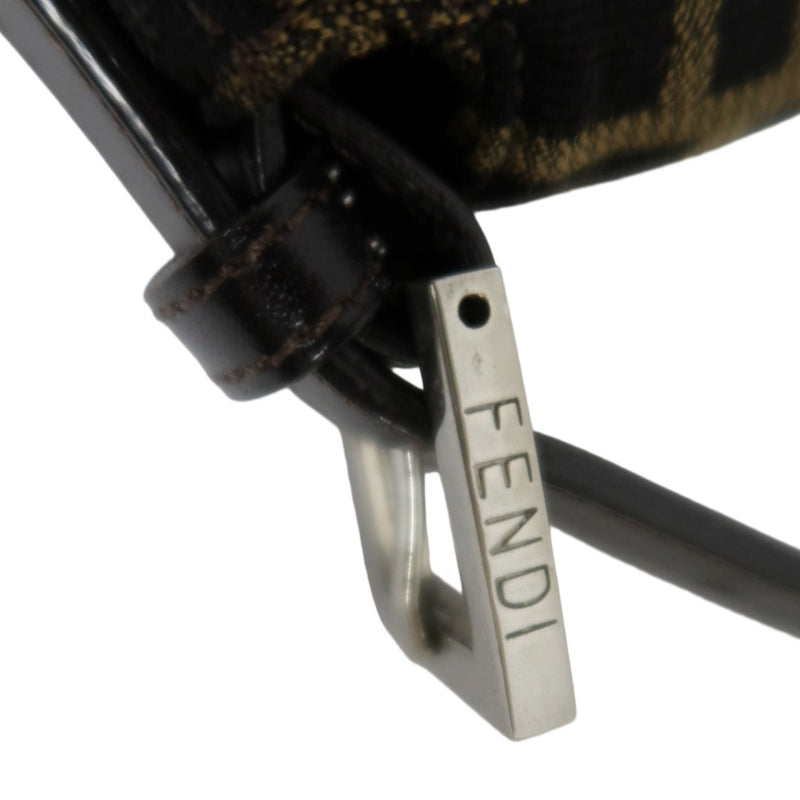FENDI Mamma Bucket Zucchino Canvas Handbag Brown Silver-Tone Hardware