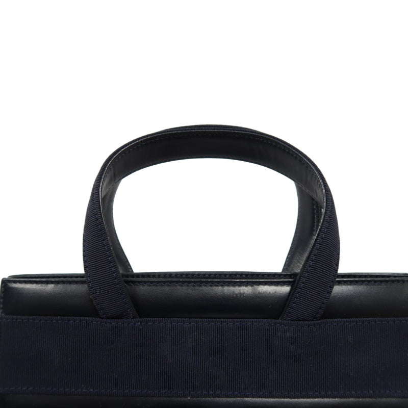 FERRAGAMO  Ribbon Handbag Lambskin Navy Blue Gold Hardware