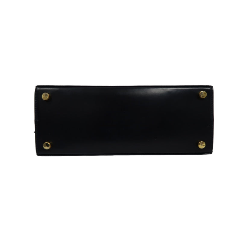 FERRAGAMO  Ribbon Handbag Lambskin Navy Blue Gold Hardware