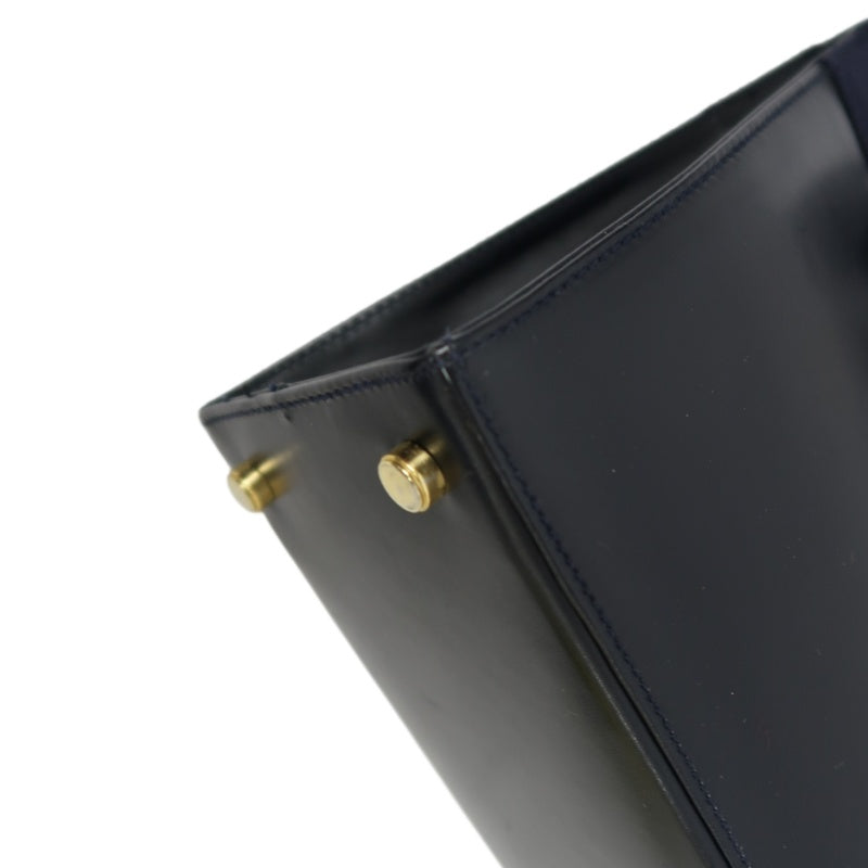 FERRAGAMO  Ribbon Handbag Lambskin Navy Blue Gold Hardware