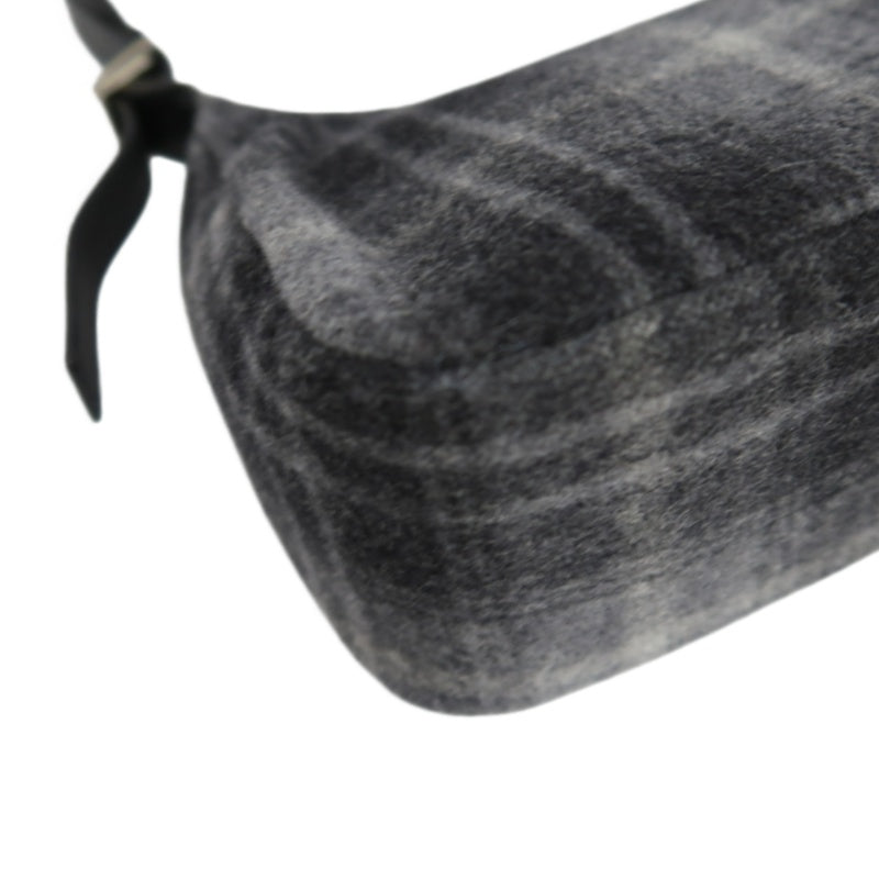 Ferragamo Check Wool Canvas Underarm Shoulder Bag, Gray