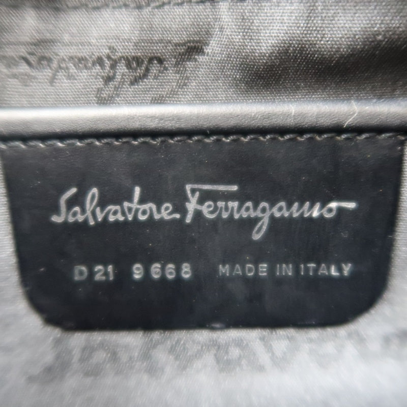 Ferragamo Check Wool Canvas Underarm Shoulder Bag, Gray