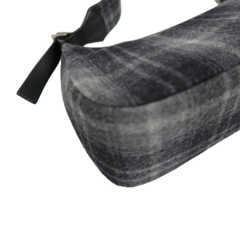 Ferragamo Check Wool Canvas Underarm Shoulder Bag, Gray