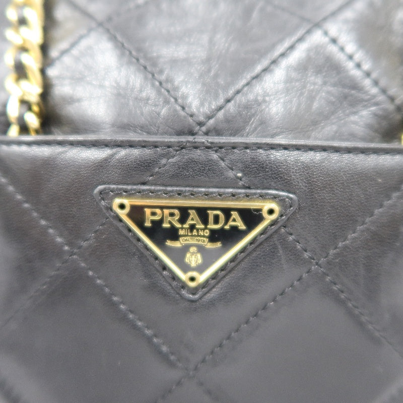 PRADA Shoulder Bag Black Gold Hardware With Dust Bag Chain Shoulder Bag