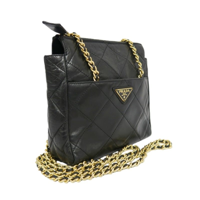 PRADA Shoulder Bag Black Gold Hardware With Dust Bag Chain Shoulder Bag