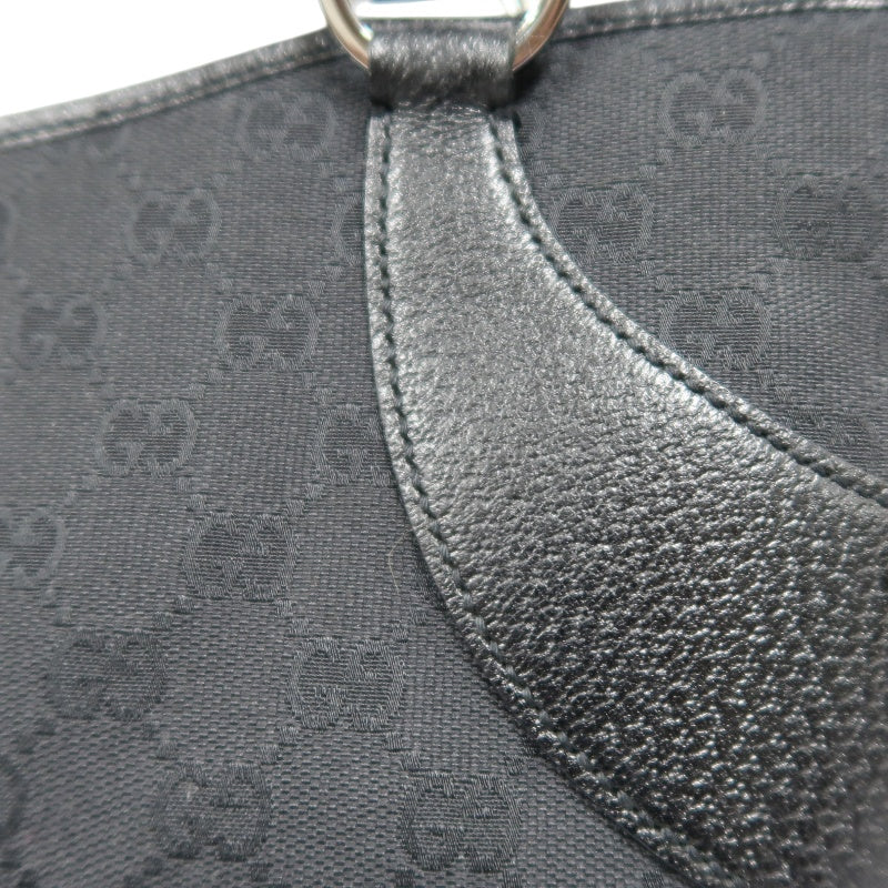 GUCCI GG Canvas Tote Bag, Black, Silver Hardware, Shoulder Bag