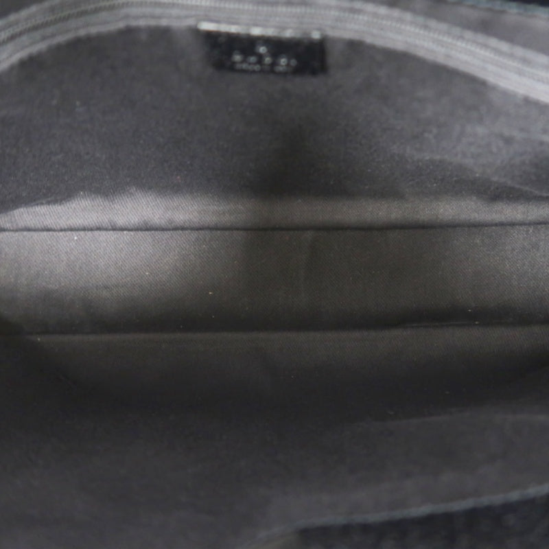 GUCCI GG Canvas Tote Bag, Black, Silver Hardware, Shoulder Bag