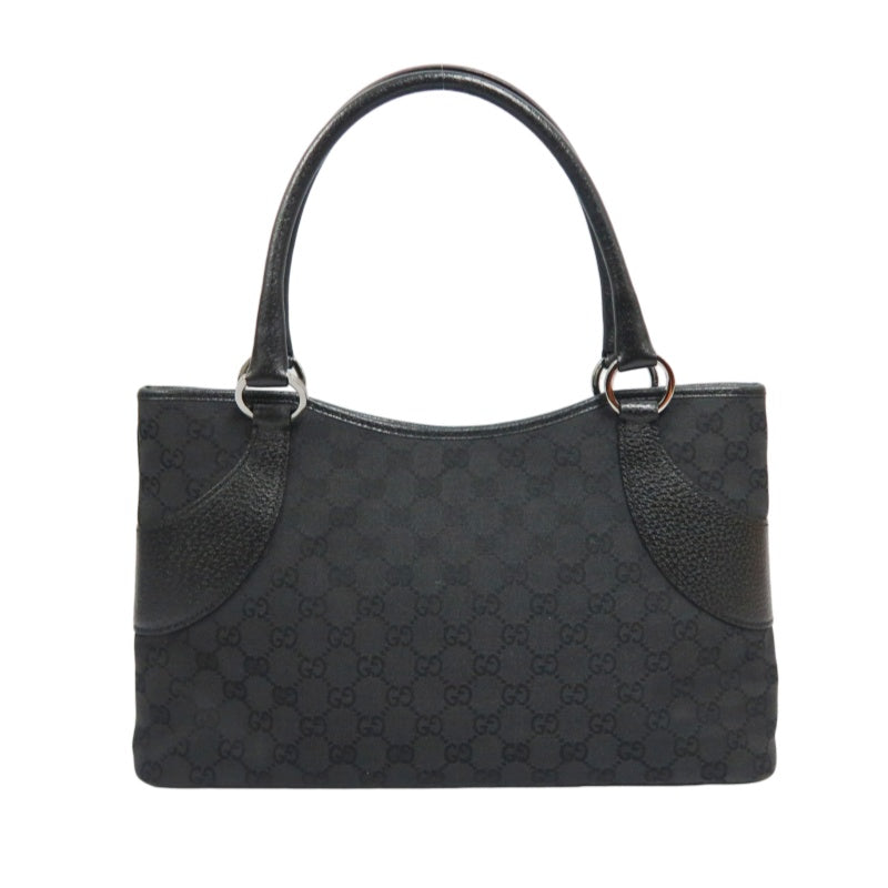 GUCCI GG Canvas Tote Bag, Black, Silver Hardware, Shoulder Bag