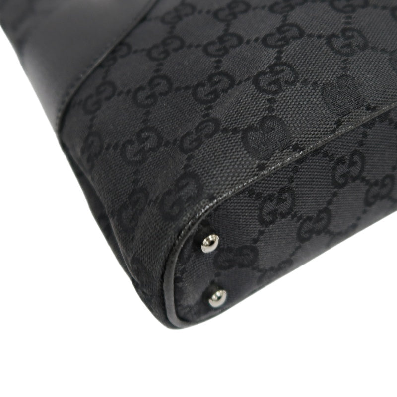 GUCCI GG Canvas Tote Bag, Black, Silver Hardware, Shoulder Bag