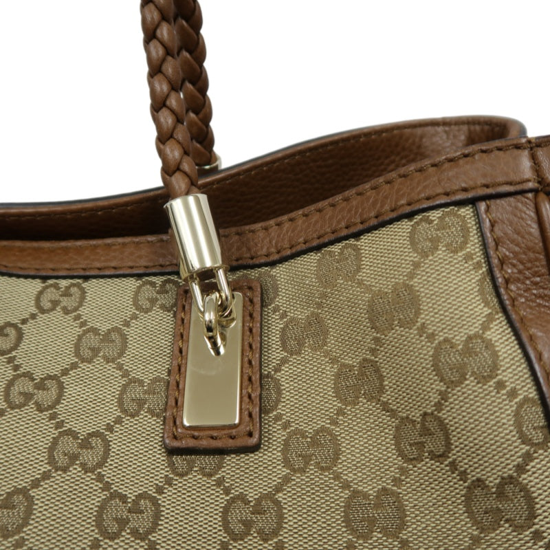 GUCCI GG Canvas Brown Tote Bag with Tassel & Gold Hardware