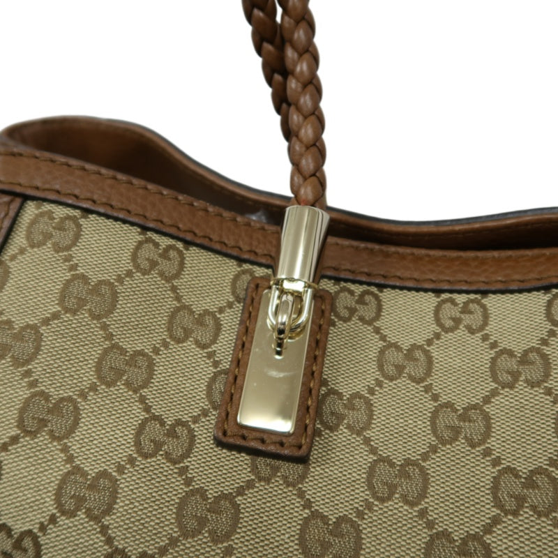GUCCI GG Canvas Brown Tote Bag with Tassel & Gold Hardware
