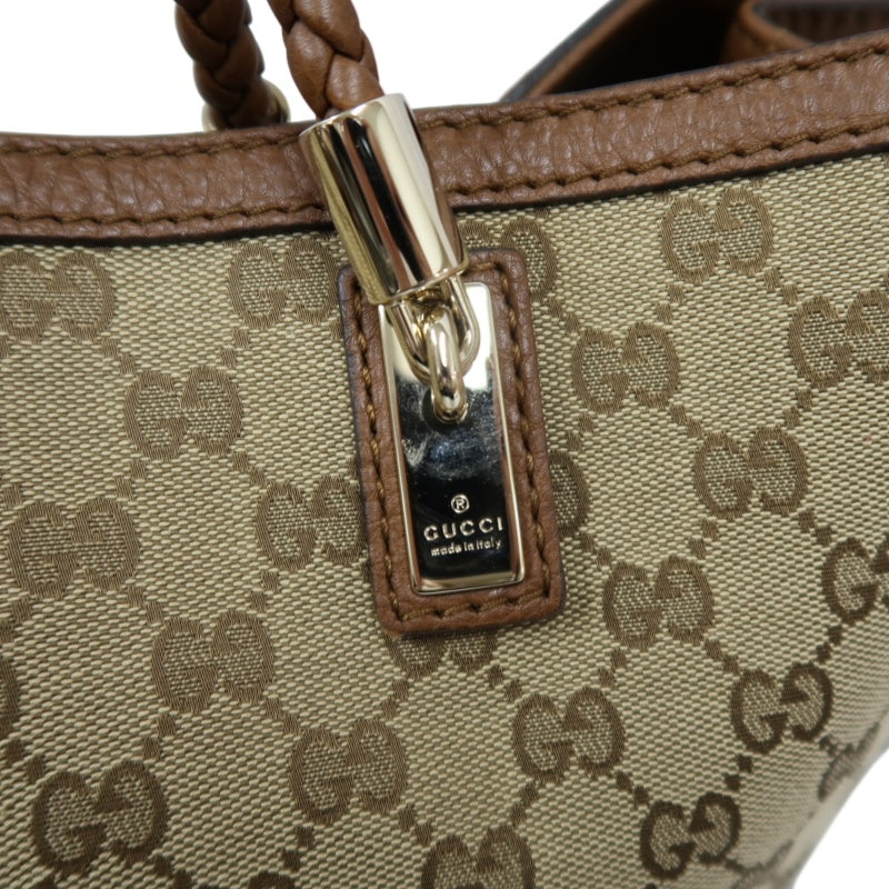 GUCCI GG Canvas Brown Tote Bag with Tassel & Gold Hardware