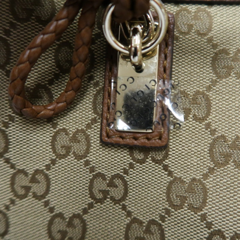GUCCI GG Canvas Brown Tote Bag with Tassel & Gold Hardware