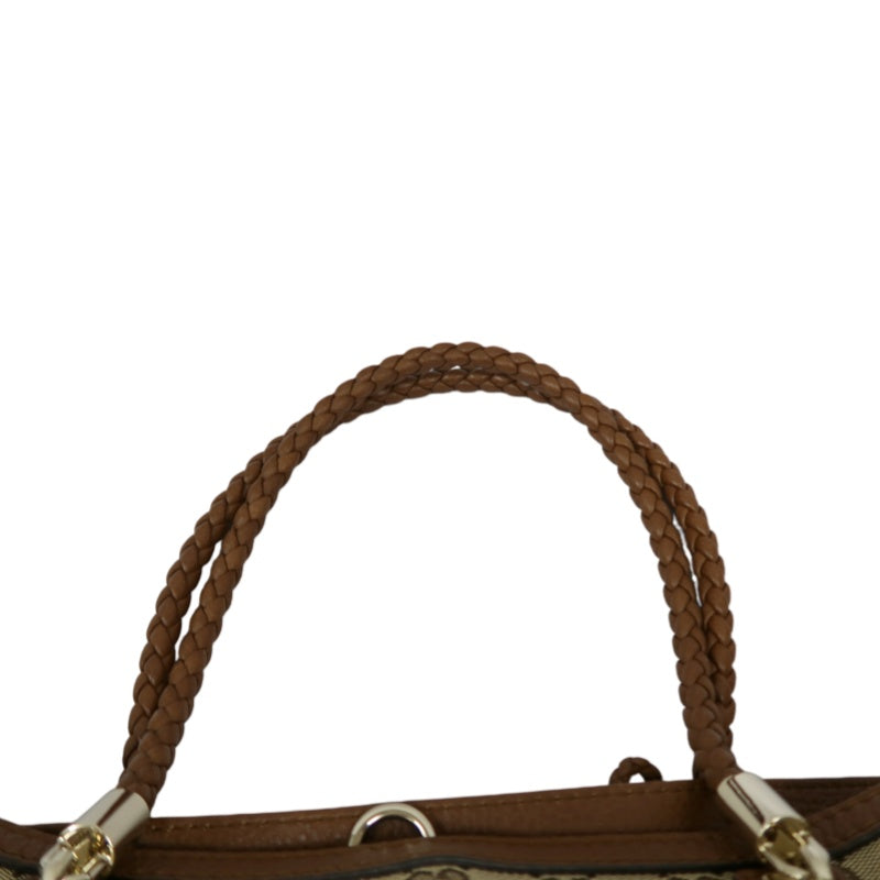 GUCCI GG Canvas Brown Tote Bag with Tassel & Gold Hardware