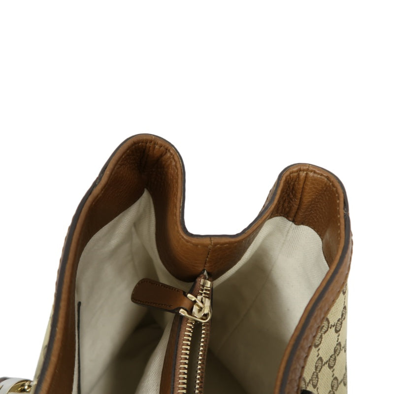 GUCCI GG Canvas Brown Tote Bag with Tassel & Gold Hardware