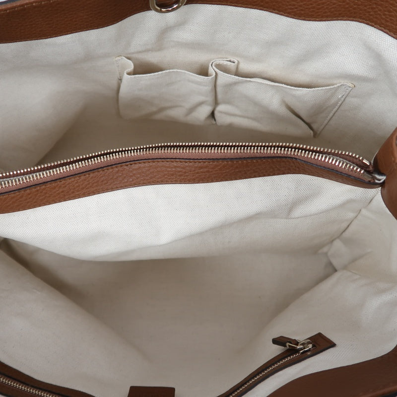 GUCCI GG Canvas Brown Tote Bag with Tassel & Gold Hardware