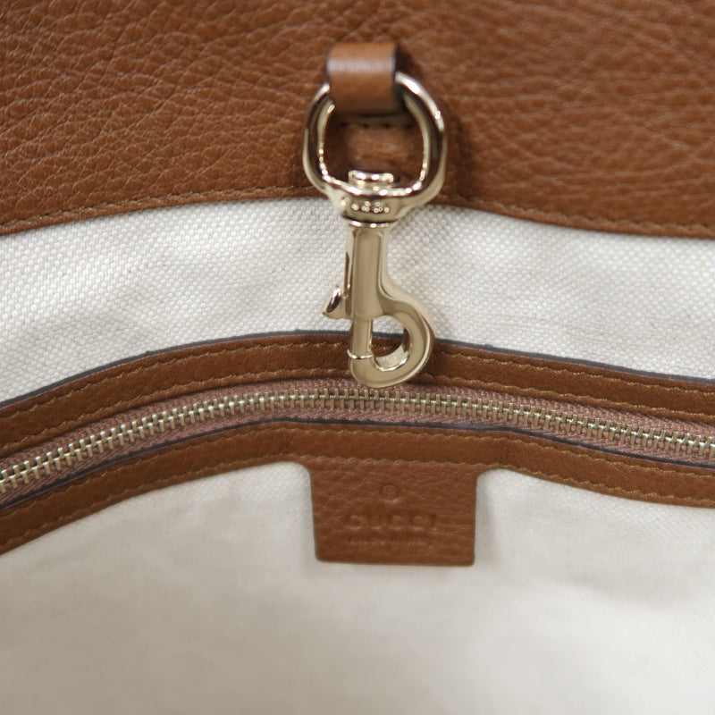 GUCCI GG Canvas Brown Tote Bag with Tassel & Gold Hardware
