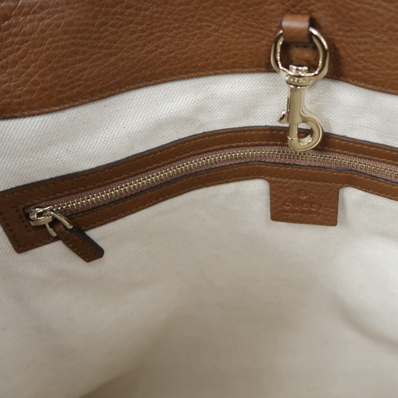 GUCCI GG Canvas Brown Tote Bag with Tassel & Gold Hardware