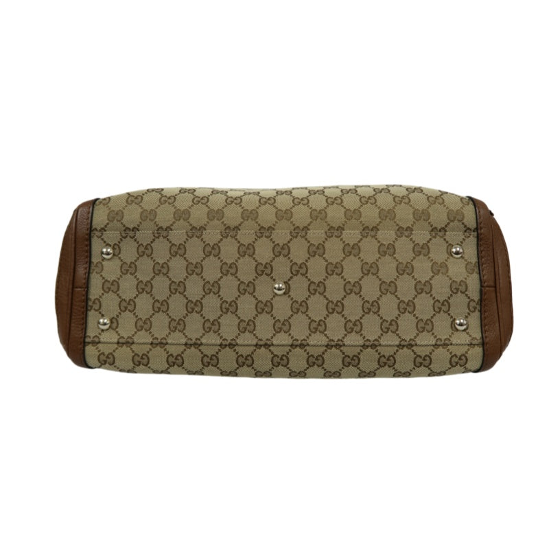 GUCCI GG Canvas Brown Tote Bag with Tassel & Gold Hardware