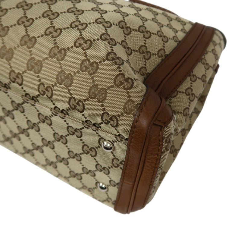 GUCCI GG Canvas Brown Tote Bag with Tassel & Gold Hardware
