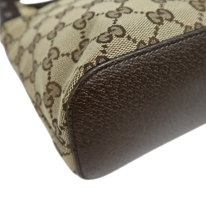 GUCCI GG Canvas Shoulder Bag, Brown with Silver Hardware, GG Monogram Canvas
