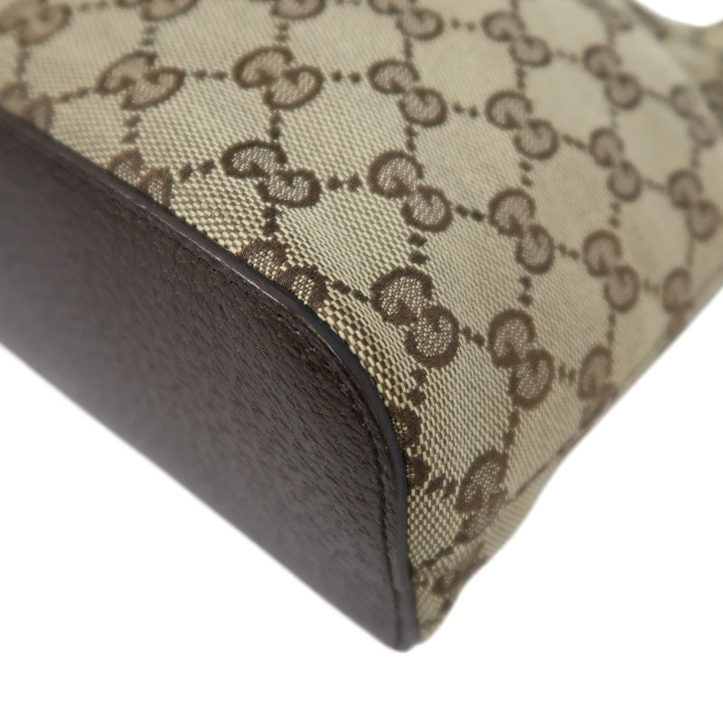 GUCCI GG Canvas Shoulder Bag, Brown with Silver Hardware, GG Monogram Canvas