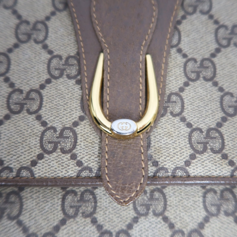 GUCCI GG Supreme Shoulder Bag, Brown PVC with Gold Hardware