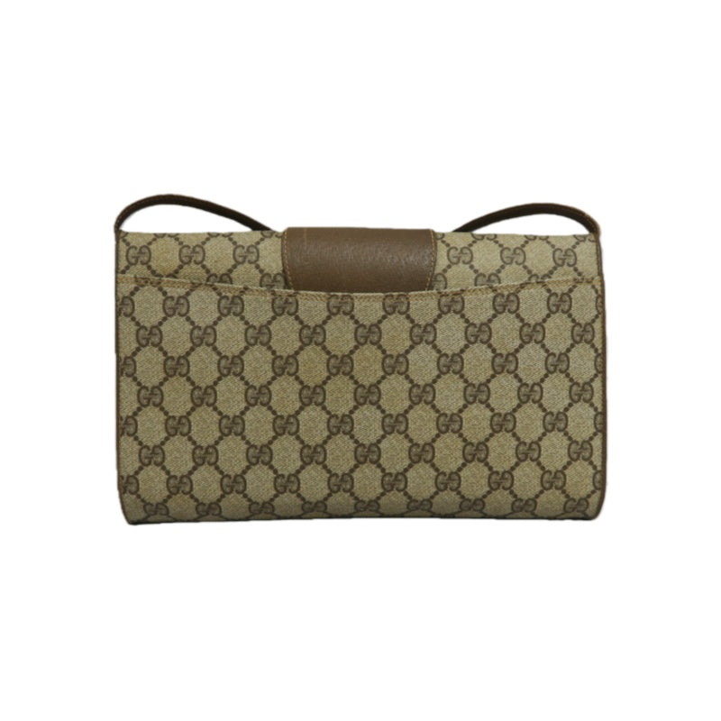 GUCCI GG Supreme Shoulder Bag, Brown PVC with Gold Hardware