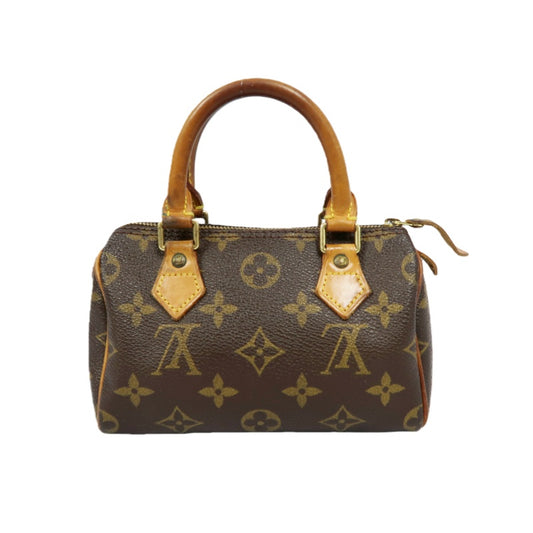 LOUIS VUITTON Nano Speedy Monogram Handbag, with Shoulder Strap & Name Tag