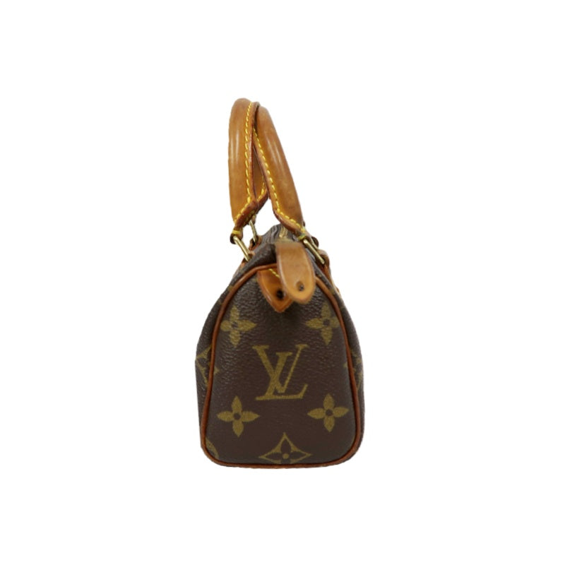 LOUIS VUITTON Nano Speedy Monogram Handbag, with Shoulder Strap & Name Tag