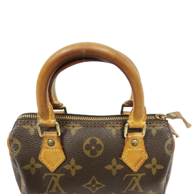 LOUIS VUITTON Nano Speedy Monogram Handbag, with Shoulder Strap & Name Tag