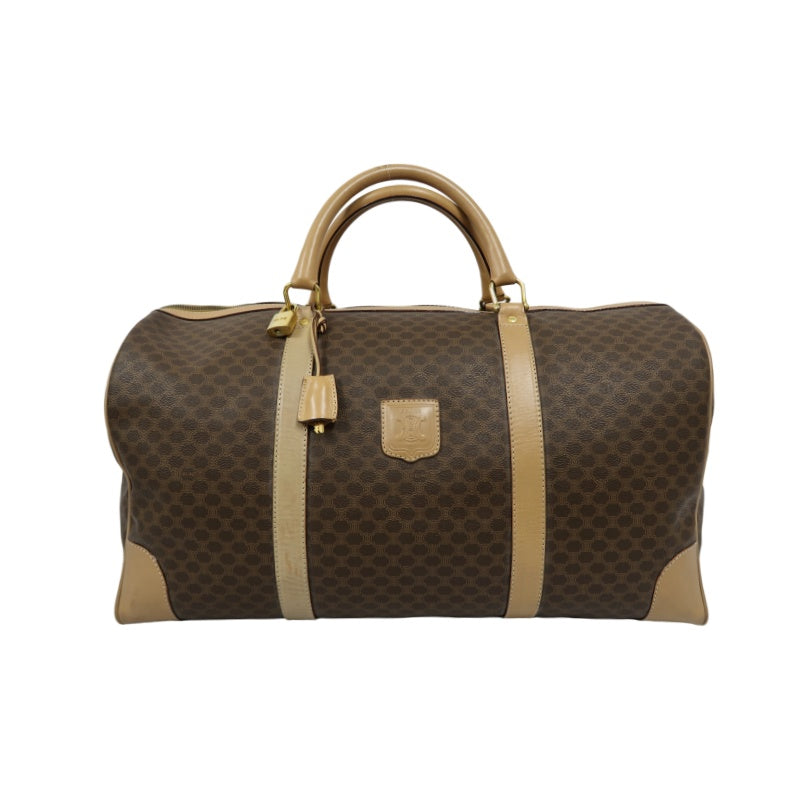 CELINE Macadam Brown PVC Boston Bag with Padlock, 2 Keys & Clochette