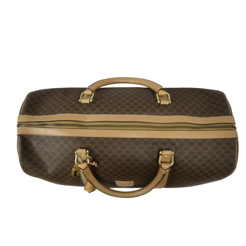 CELINE Macadam Brown PVC Boston Bag with Padlock, 2 Keys & Clochette