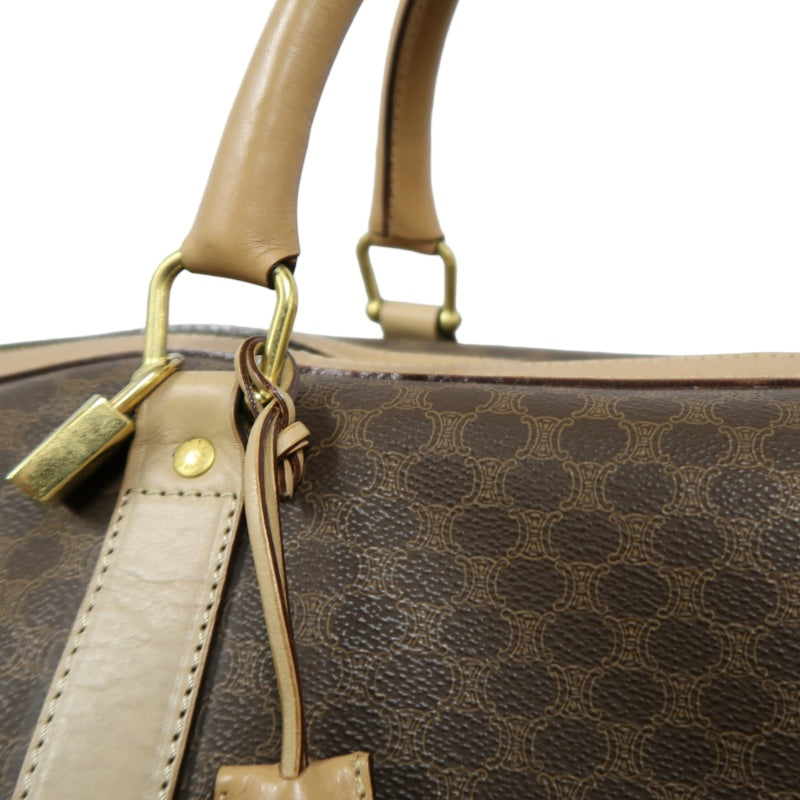 CELINE Macadam Brown PVC Boston Bag with Padlock, 2 Keys & Clochette