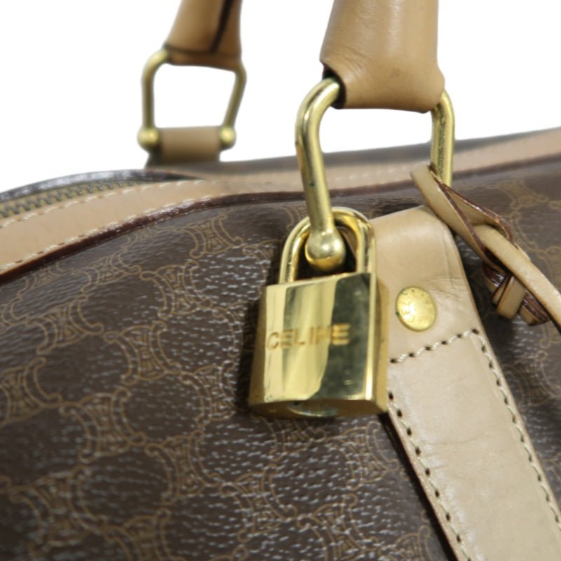 CELINE Macadam Brown PVC Boston Bag with Padlock, 2 Keys & Clochette