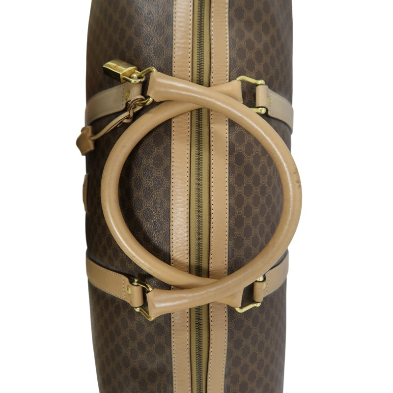 CELINE Macadam Brown PVC Boston Bag with Padlock, 2 Keys & Clochette