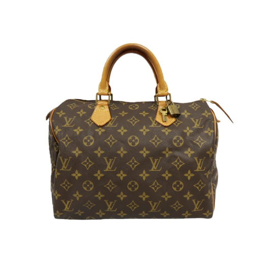 LOUIS VUITTON Speedy 30 Monogram Handbag, Brown, with Padlock & 2 Keys
